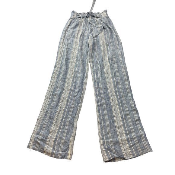 SO brand Blue & White Striped Wide Leg High Rise Linen Pants SIZE S | E1 - Picture 1 of 6